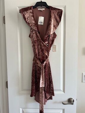 Forever 21 Velvet Ruffle Wrap Dress in Mauve